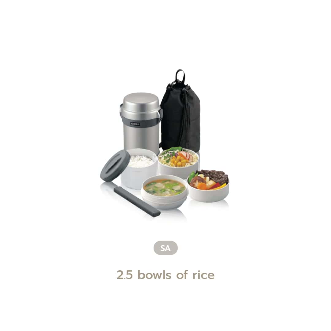 ZOJIRUSHI Lunch Box Termico SZ-JB02-BA: Contenitore Isolante In Acciaio Inox Con 3 Ciotole E Borsa Trasformabile In Tappetino